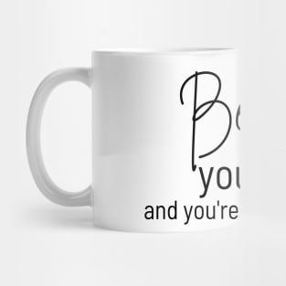 Believe You Can and You're Halfway There. Typography Motivational and Inspirational Quote. Black and Red Mug